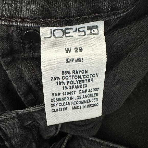 Joe’s Skinny Ankle Jeans Black Size 29 - Picture 7 of 7
